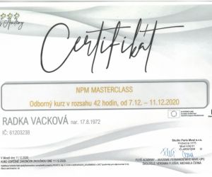 Certifikát Permanentní makeup MASTERCLASS